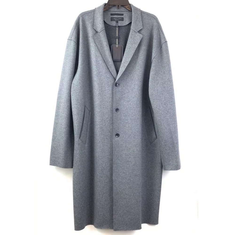 Rag & Bone Mens Oversized Blanket Coat Charcoal Gray Wool Blend Size 46 3XL NEW